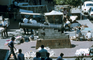 Si Jagur in 1980 in its new position in Fatahillah Square, the historical centre of the old Batavia (present day Jakarta).