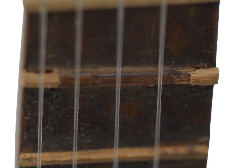 Detail of a small guitar-like instrument