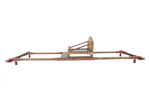 A form of transport made of teak wood, rattan, and metal, this Gayot is decorated with prominent floral and vine ornaments with dominant colours of red and gold