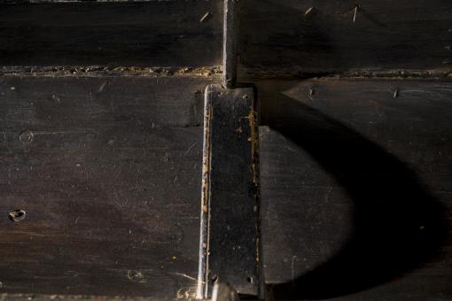Detail of a Dayak Long Boat, showing how the wood is joined together.
