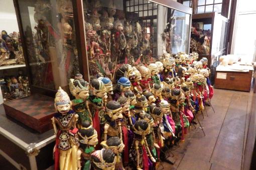 A display of traditional puppets