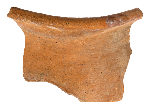 A pottery sherd on a white background