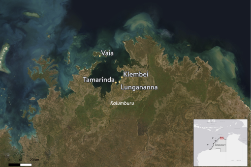 A map showing the location of Kalumburu, Australia